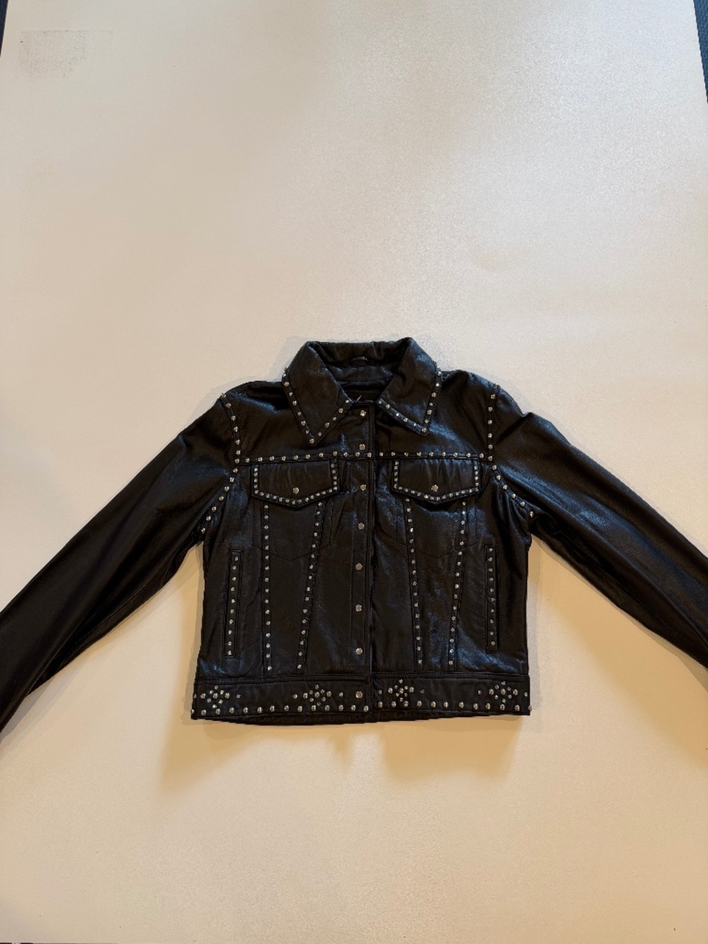 NWOT - Maxima Leather Jacket with Rhinestones and Studs